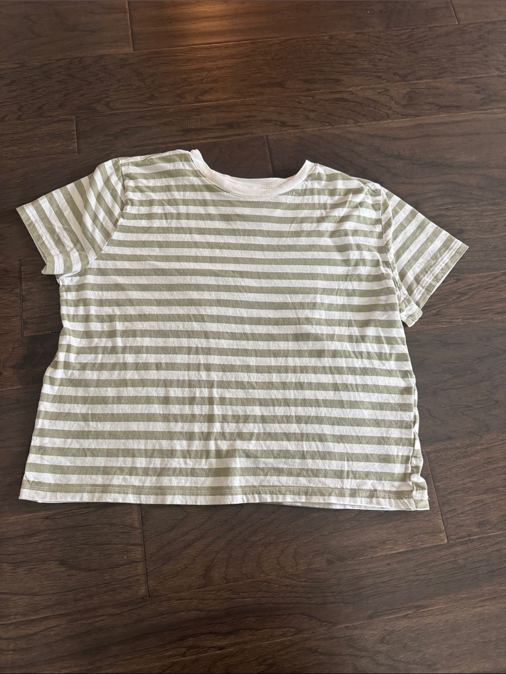 Women’s Short Sleeve Striped Tee - White & Light Olive